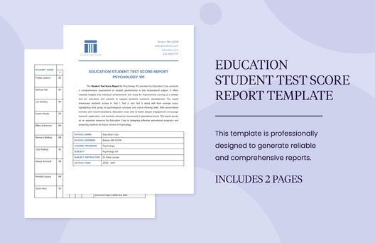 Education Student Test Score Report Template