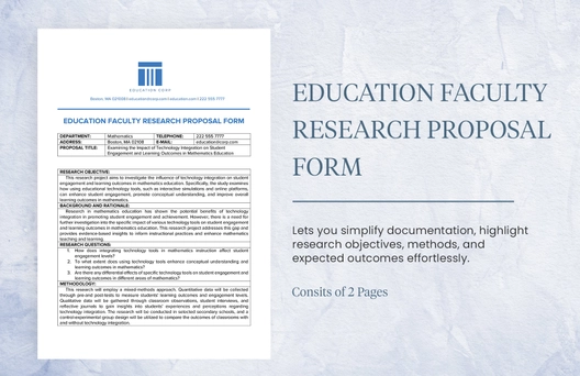 Education Faculty Research Proposal Form Template Education Faculty Research Proposal Form Template