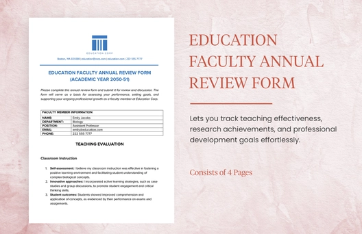 Education Faculty Annual Review Form Template Education Faculty Annual Review Form Template