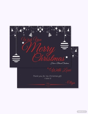 Christmas Gift Thank You Card Template