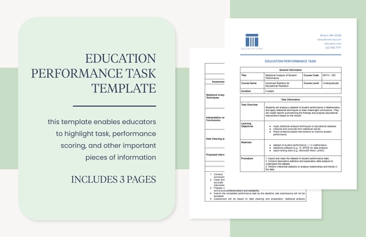 Education Performance Task Template