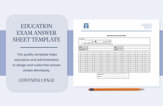 Education Exam Answer Sheet Template