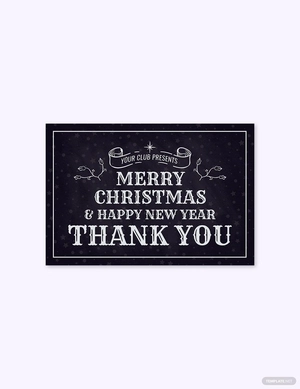 Monochrome Christmas Thank You Card Template