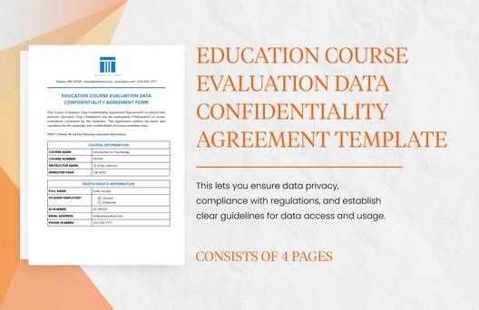 Education Course Evaluation Data Confidentiality Agreement Form Template