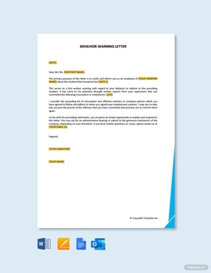 Behavior Warning Letter