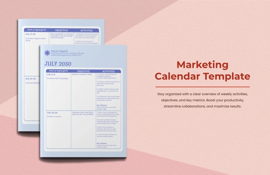 Marketing Calendar Template