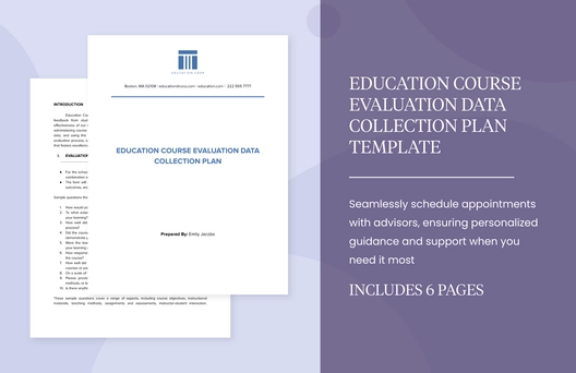 Education Course Evaluation Data Collection Plan Template
