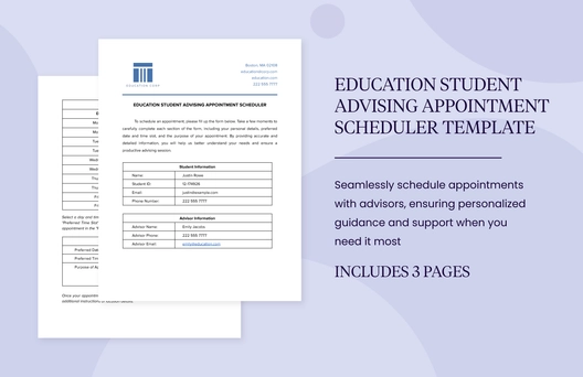 Education Student Advising Appointment Scheduler Template