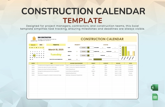 Construction Calendar Template Construction Calendar Template