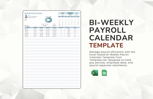 Bi-Weekly Payroll Calendar Template