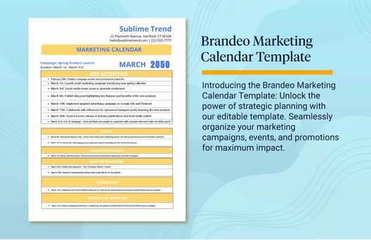 Brandeo Marketing Calendar Template