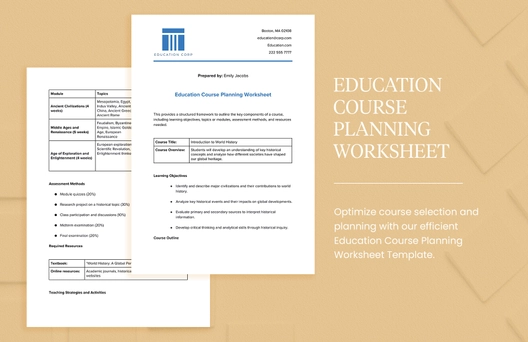 Education Course Planning Worksheet