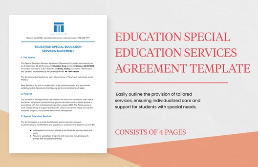 Education Special Education Services Agreement Template