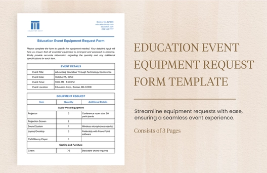 Education Event Equipment Request Form Template Education Event Equipment Request Form Template