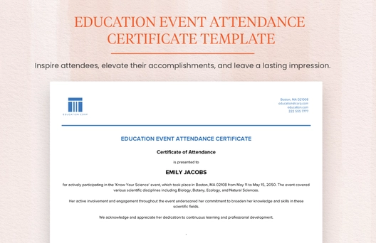Education Event Attendance Certificate Template