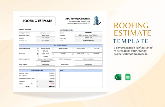 Roofing Estimate Template Roofing Estimate Template