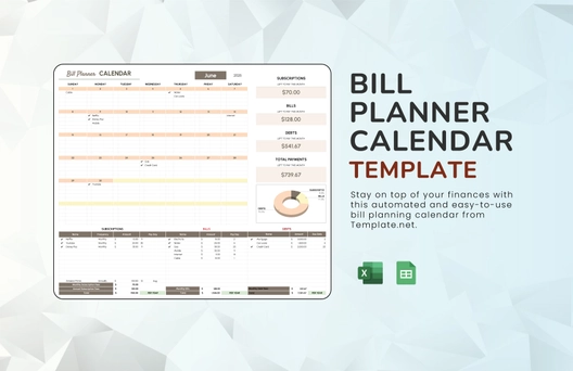 Bill Planner Calendar Template