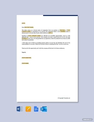 Formal Resignation Letter with Notice Period