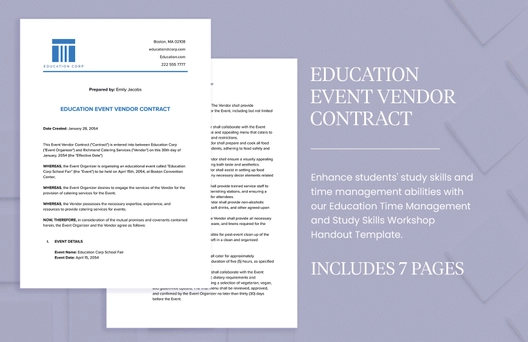 Education Event Vendor Contract
