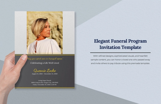 Elegant Funeral Program Invitation Template