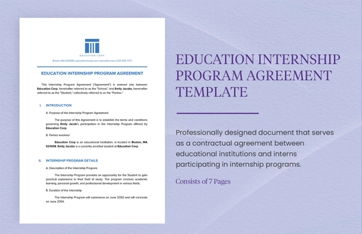 Education Internship Program Agreement Template Education Internship Program Agreement Template