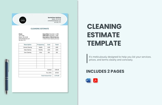Cleaning Estimate Template