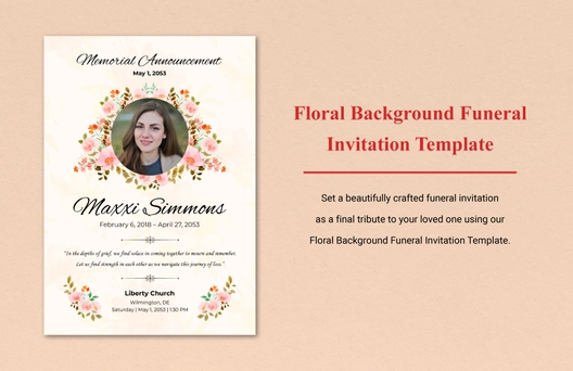 Floral Background Funeral Invitation Template