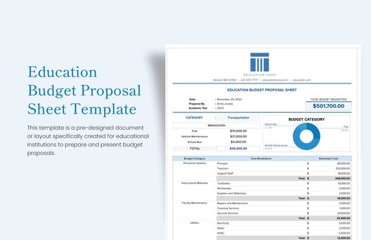 Education Budget Proposal Sheet Template