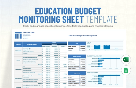 Education Budget Monitoring Sheet Template