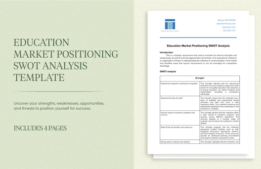 Education Market Positioning SWOT Analysis Template