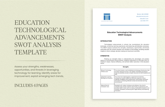 Education Technological Advancements SWOT Analysis Template