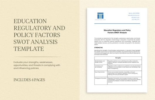 Education Regulatory and Policy Factors SWOT Analysis Template