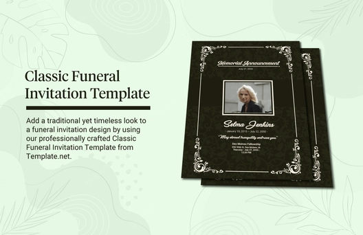 Classic Funeral Invitation Template Classic Funeral Invitation Template