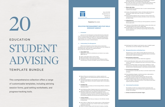 20 Education Student Advising Template Bundle
