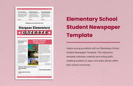 Elementary School Student Newspaper Template Elementary School Student Newspaper Template
