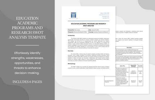 Education Academic Programs and Research SWOT Analysis tempate