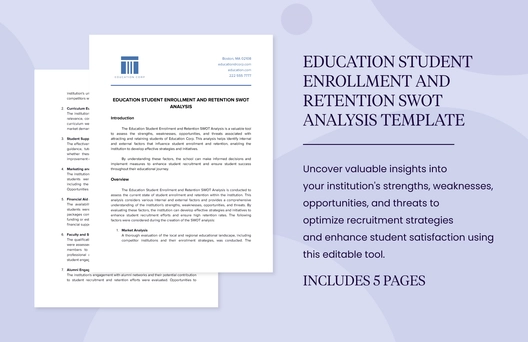 Education Student Enrollment and Retention SWOT Analysis Template