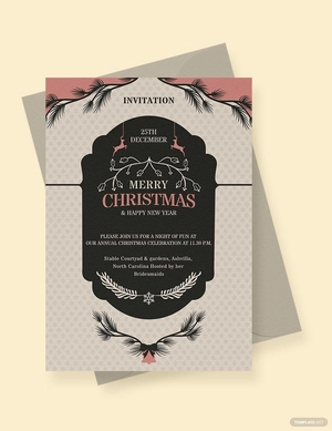 Merry Christmas and New Year Invitation Template