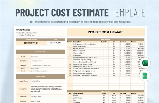 Project Cost Estimate Template