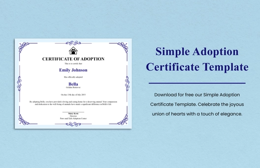Simple Adoption Certificate Template