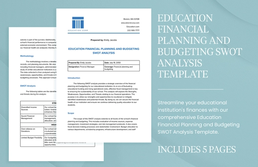 Education Financial Planning and Budgeting SWOT Analysis Template