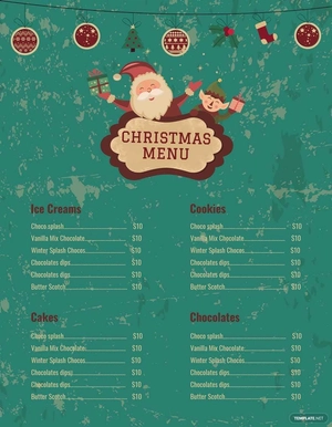 Christmas Bakery Menu Template