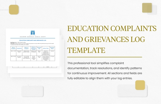 Education Complaints and Grievances Log Template