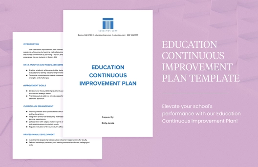 Education Continuous Improvement Plan Template Education Continuous Improvement Plan Template