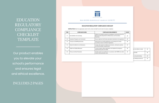 Education Regulatory Compliance Checklist Template Education Regulatory Compliance Checklist Template