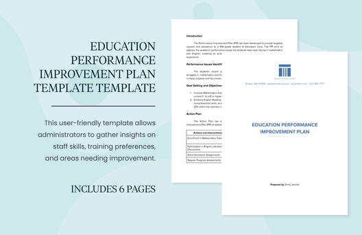 Education Performance Improvement Plan Template