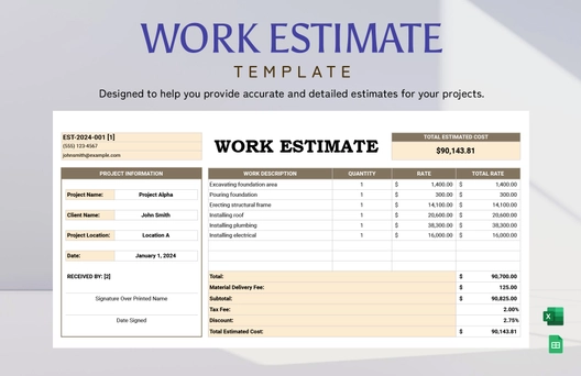 Work Estimate Template