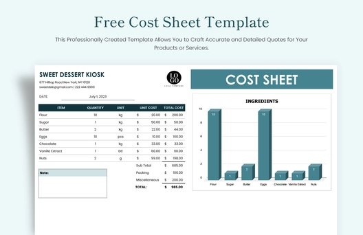Cost Sheet Template