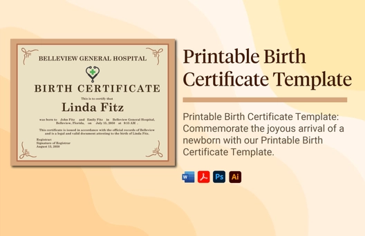 Printable Birth Certificate Template