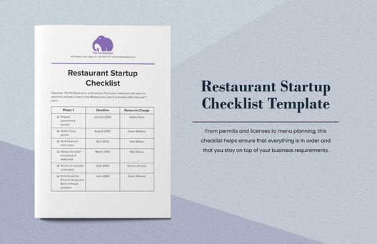 Restaurant Startup Checklist Template